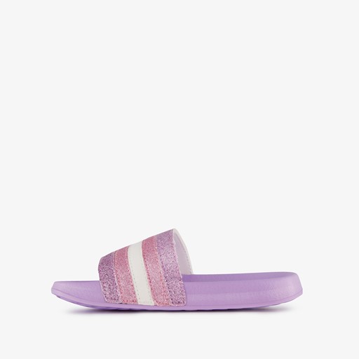 Kinder badslippers lila met glitters
