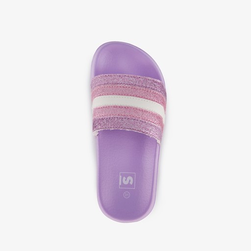 Kinder badslippers lila met glitters