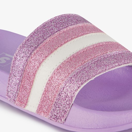 Kinder badslippers lila met glitters