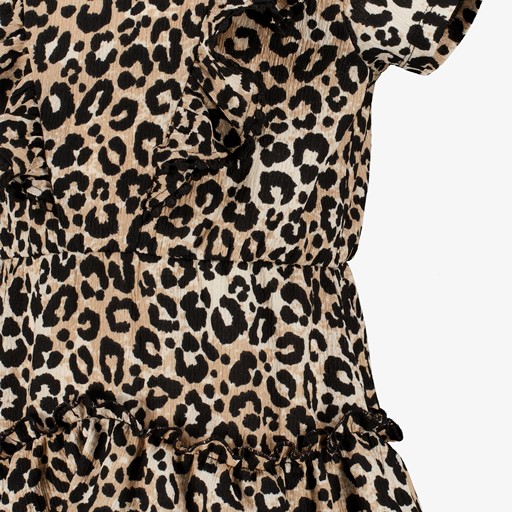 Meisjes jurk met luipaardprint en ruches