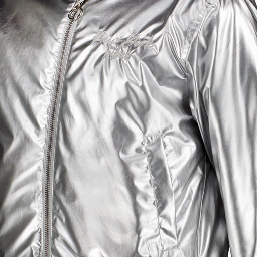 Metallic meisjes bomberjack zilver