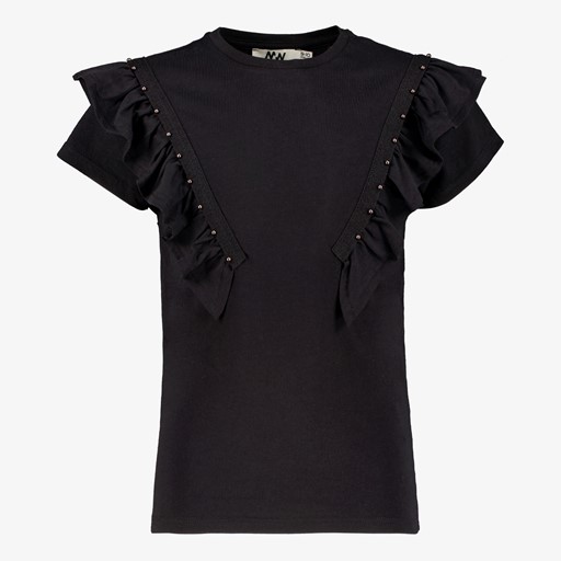 Meisjes T-shirt met ruches zwart