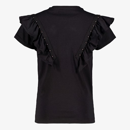 Meisjes T-shirt met ruches zwart