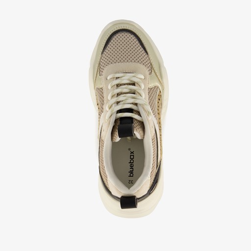 Meisjes dad sneakers beige metallic