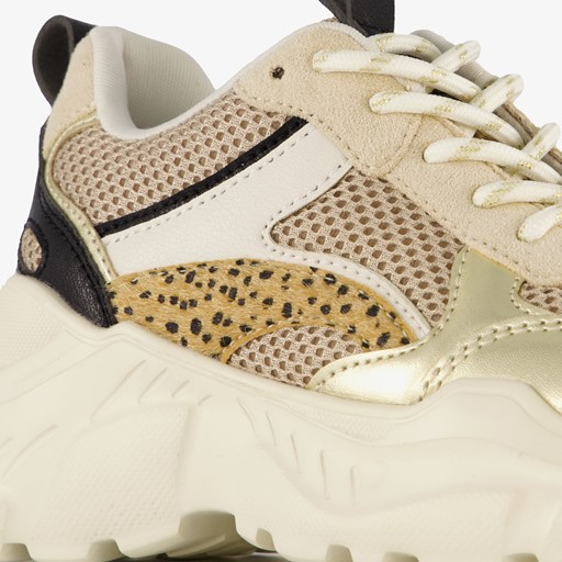 Meisjes dad sneakers beige metallic