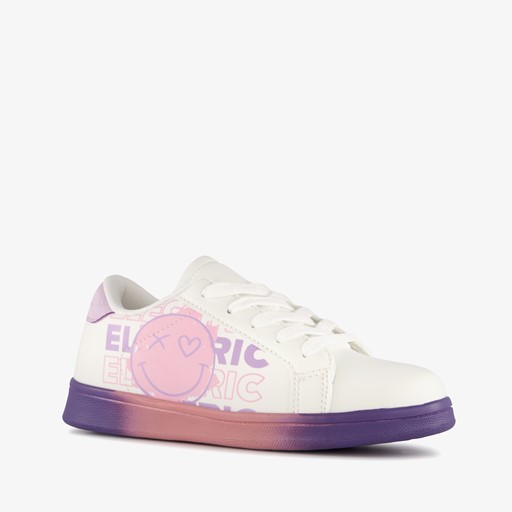 Meisjes sneakers met smiley wit pastel