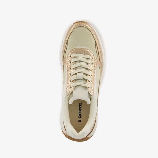 Metallic dames sneakers beige goud