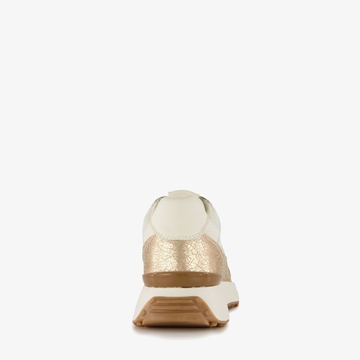 Metallic dames sneakers beige goud