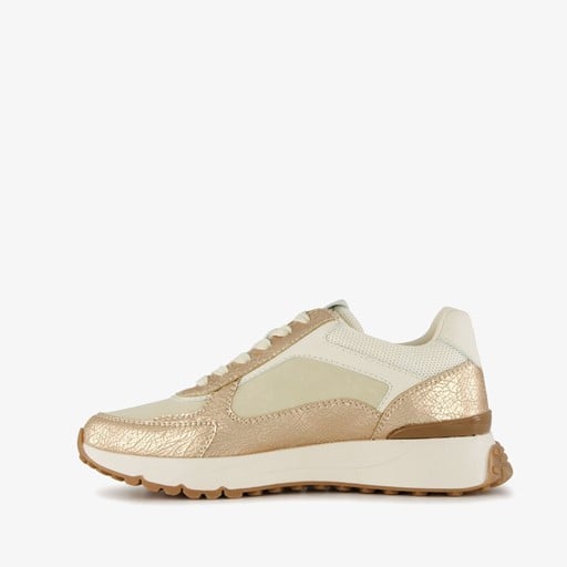 Metallic dames sneakers beige goud
