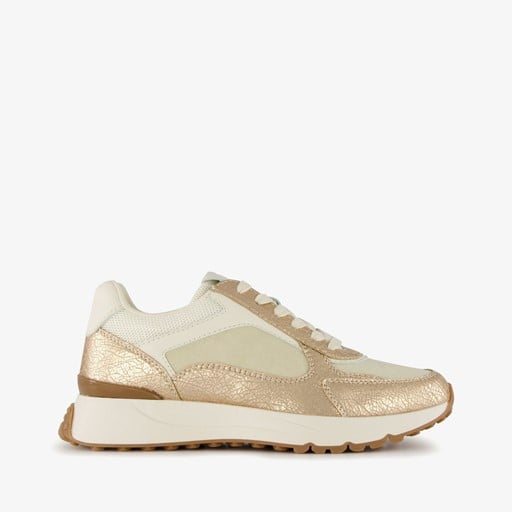Metallic dames sneakers beige goud