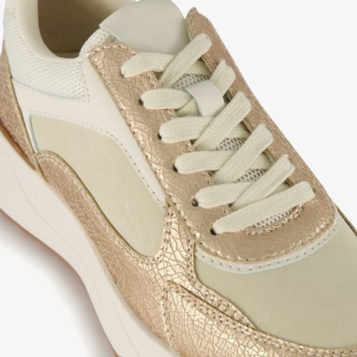 Metallic dames sneakers beige goud
