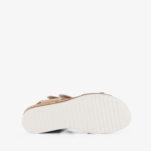 Leren sandalen met lage sleehak