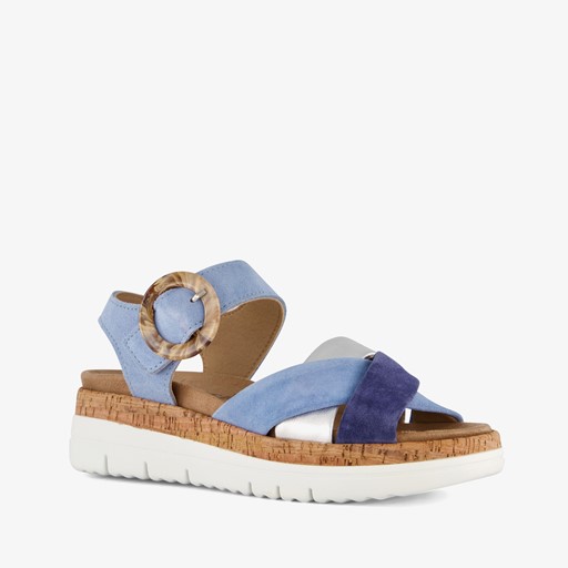 Leren dames sandalen blauw