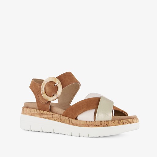 Leren dames sandalen bruin