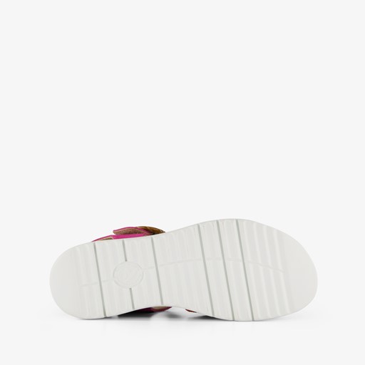 Leren dames sandalen roze oranje