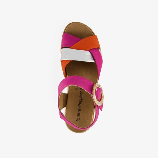 Leren dames sandalen roze oranje