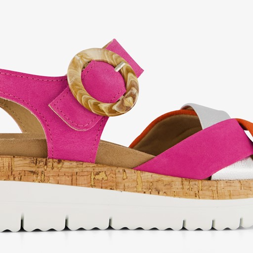 Leren dames sandalen roze oranje