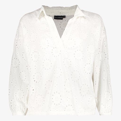 Dames blouse met broderie wit