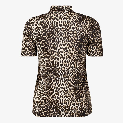 Dames top met col en panterprint