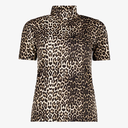 Dames top met col en panterprint