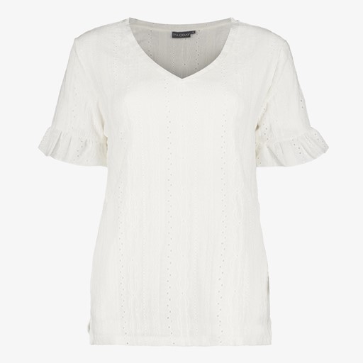 Dames broderie T-shirt wit