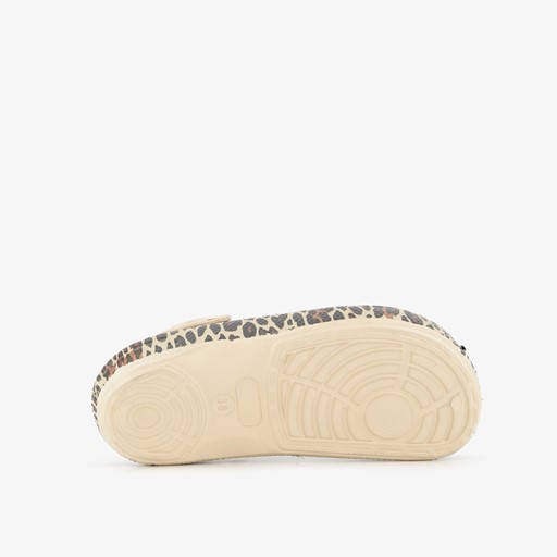 Dames klompen met panterprint beige