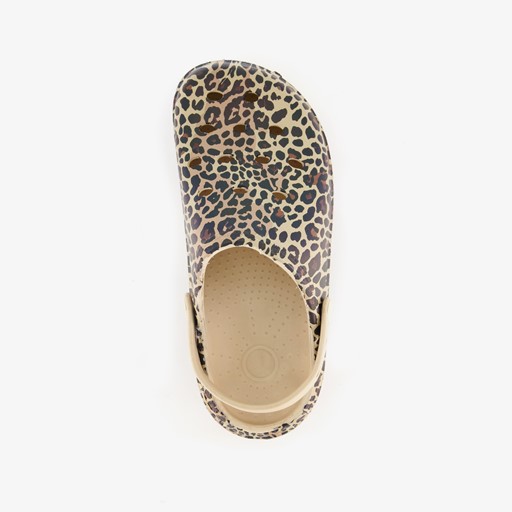 Dames klompen met panterprint beige