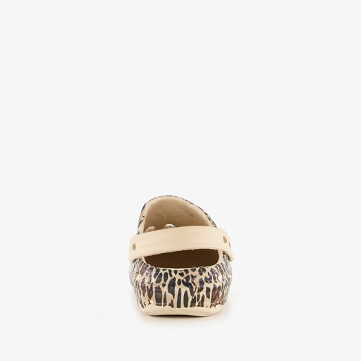 Dames klompen met panterprint beige