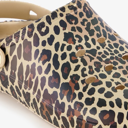 Dames klompen met panterprint beige