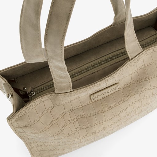 Dames shopper tas croco beige