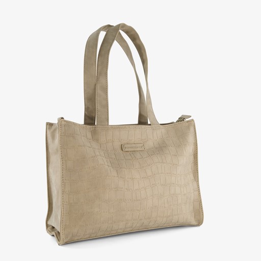 Dames shopper tas croco beige