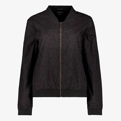 Dames broderie bomberjack zwart