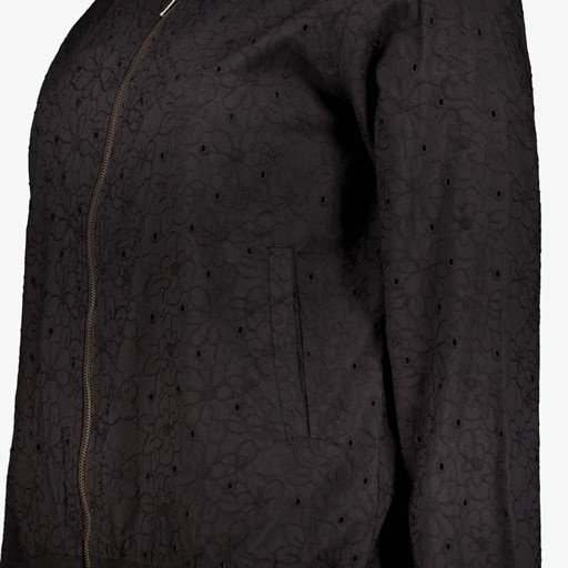 Dames broderie bomberjack zwart