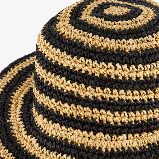 Dames strohoed gestreept beige zwart
