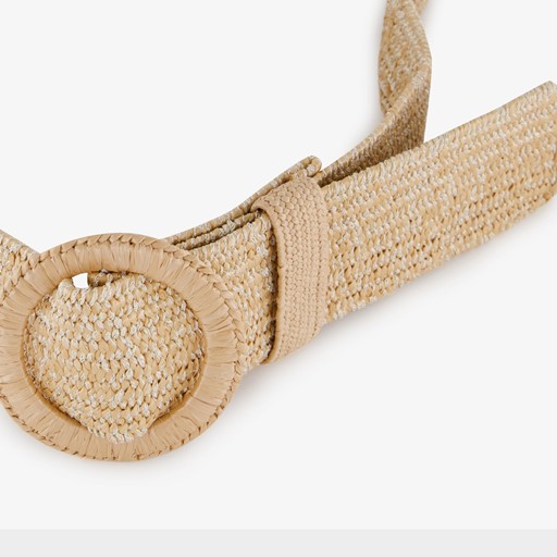 Gevlochten dames riem beige
