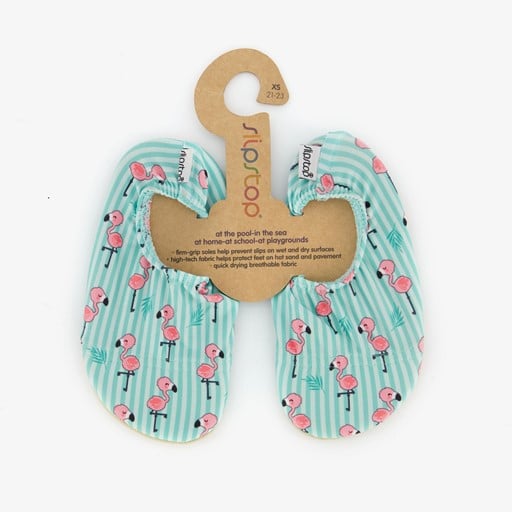 Kinder schoenen blauw met flamingo