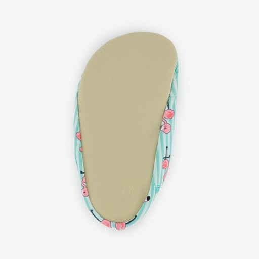 Kinder schoenen blauw met flamingo