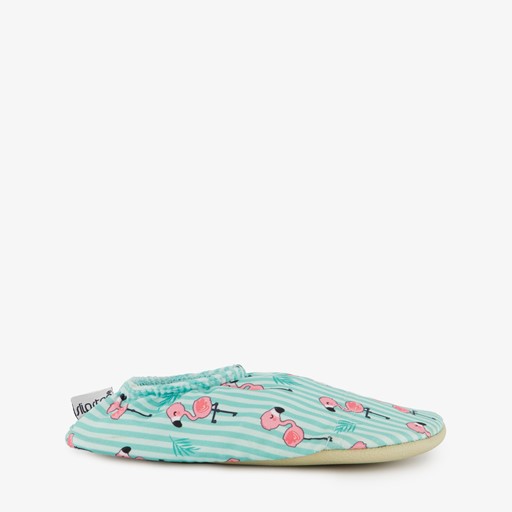 Kinder schoenen blauw met flamingo