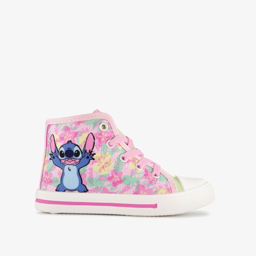 Hoge meisjes sneakers roze wit