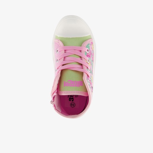 Hoge meisjes sneakers roze wit