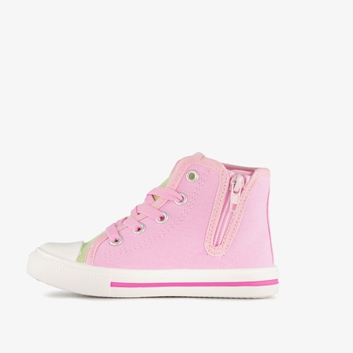 Hoge meisjes sneakers roze wit