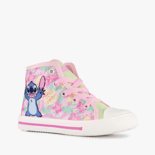 Hoge meisjes sneakers roze wit