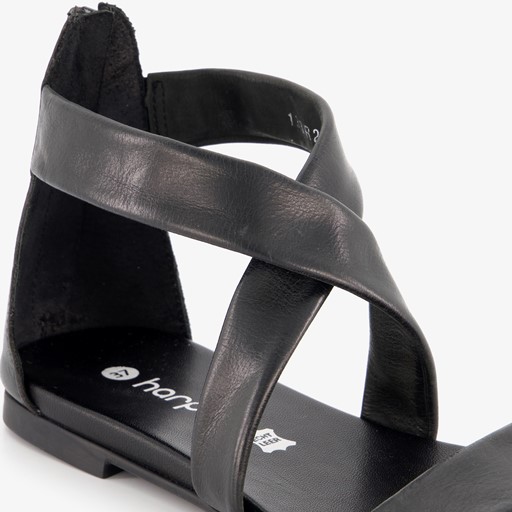 Leren dames sandalen zwart