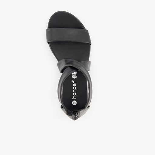 Leren dames sandalen zwart