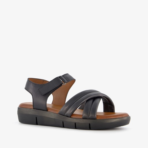 Leren dames sandalen zwart