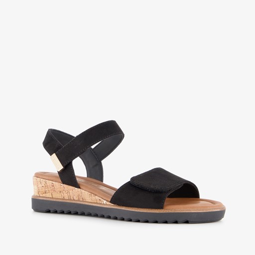 Dames sandalen met sleehak zwart