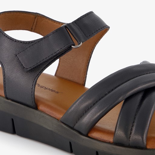 Leren dames sandalen zwart