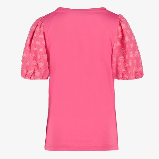 Meisjes T-shirt met hartjes pofmouwen roze