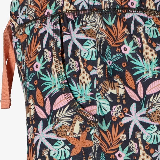 Meisjes short met jungle print blauw groen