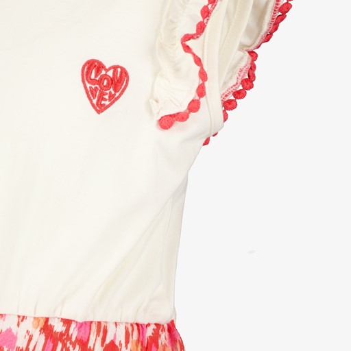 Meisjes jurk wit met roze print